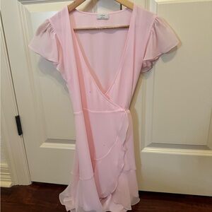 Elegant Pink Wrap Dress